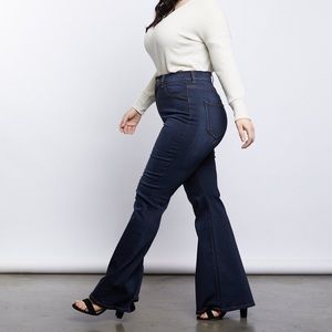 Good American Good Flare Blue Bell Bottom Jeans Size 16